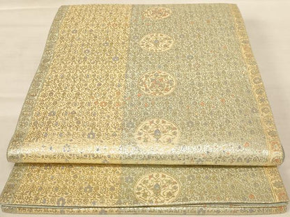 平和屋着物◎六通柄袋帯 更紗花文 金糸 正絹 逸品 AABB1644dt