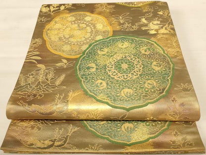 平和屋着物◎六通柄袋帯 ふるさと 金糸 引箔 正絹 逸品 AABB1645dt