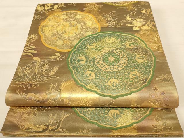 平和屋着物◎六通柄袋帯 ふるさと 金糸 引箔 正絹 逸品 AABB1645dt