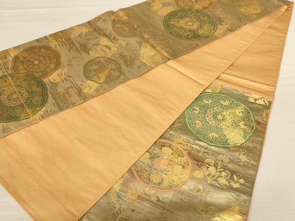 平和屋着物◎六通柄袋帯 ふるさと 金糸 引箔 正絹 逸品 AABB1645dt