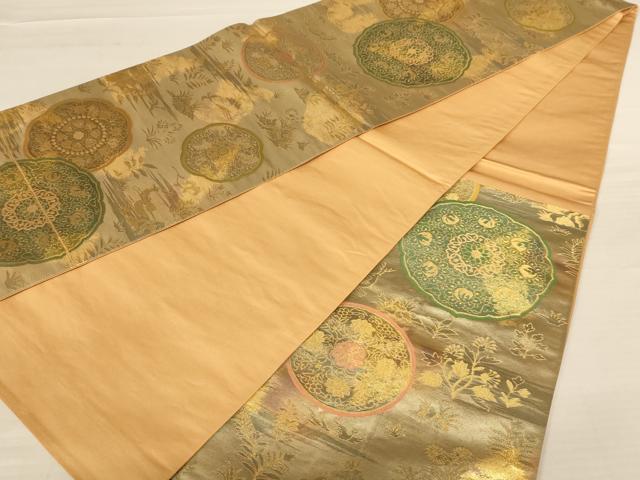 平和屋着物◎六通柄袋帯 ふるさと 金糸 引箔 正絹 逸品 AABB1645dt