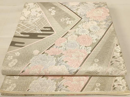 平和屋着物◎六通柄袋帯　唐織　彩華精繍文　プラチナ箔　正絹　逸品　AABB1658dt