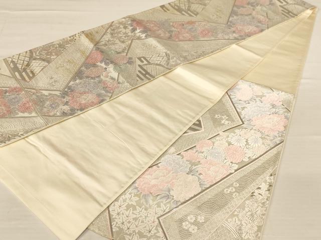 平和屋着物◎六通柄袋帯　唐織　彩華精繍文　プラチナ箔　正絹　逸品　AABB1658dt