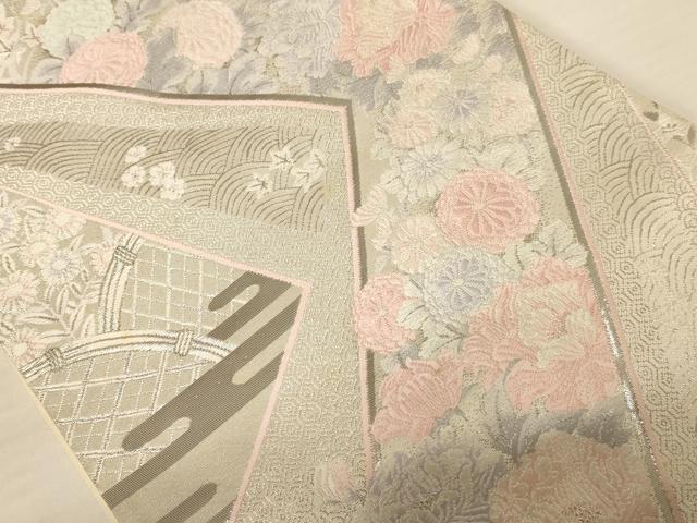 平和屋着物◎六通柄袋帯　唐織　彩華精繍文　プラチナ箔　正絹　逸品　AABB1658dt