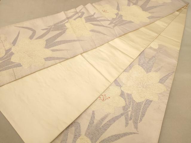 平和屋着物◎六通柄袋帯　草花文　正絹　逸品　AABB1667dt