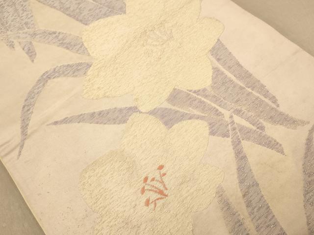 平和屋着物◎六通柄袋帯　草花文　正絹　逸品　AABB1667dt