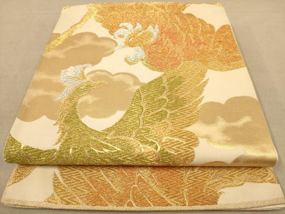 平和屋着物◎六通柄袋帯 鳳凰文 金銀糸 正絹 逸品 AABB1668dt