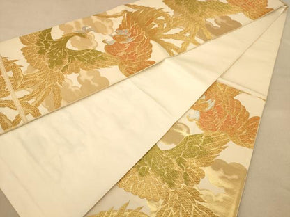 平和屋着物◎六通柄袋帯 鳳凰文 金銀糸 正絹 逸品 AABB1668dt