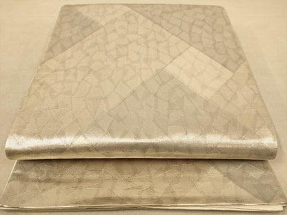 平和屋着物◎六通柄袋帯 霞文 銀糸 正絹 逸品 AABB1677dt