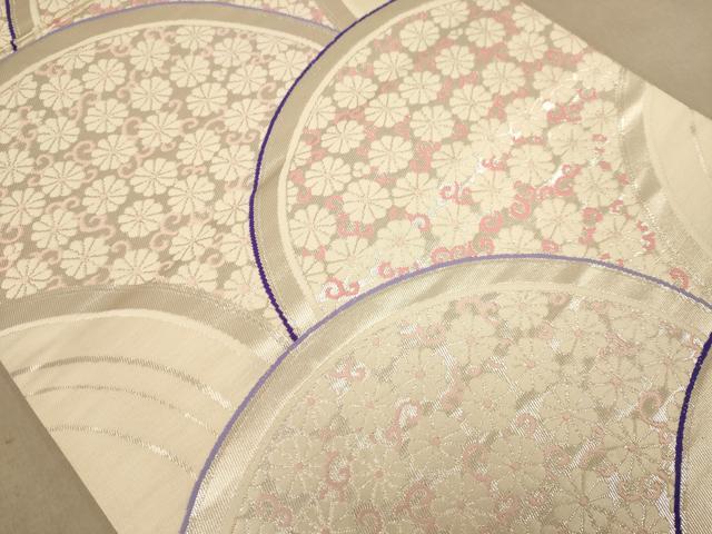 平和屋着物◎六通柄袋帯　唐織　草花文　銀糸　正絹　逸品　AABB1678dt