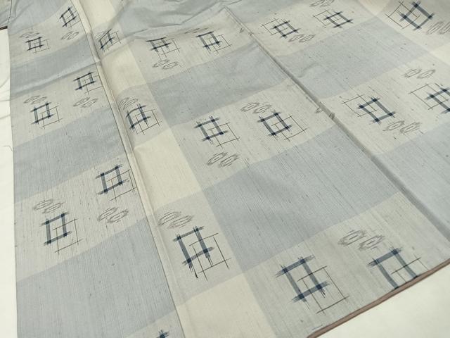 平和屋着物■上質な紬　格子花文　正絹　逸品　AABB1819mf