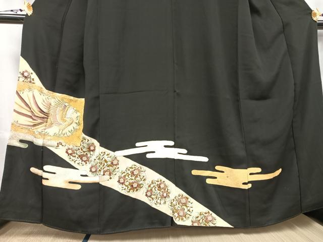 平和屋着物■豪華黒留袖　刺繍　正倉院花鳥文　金彩　金銀糸　正絹　逸品　AABB1942mf