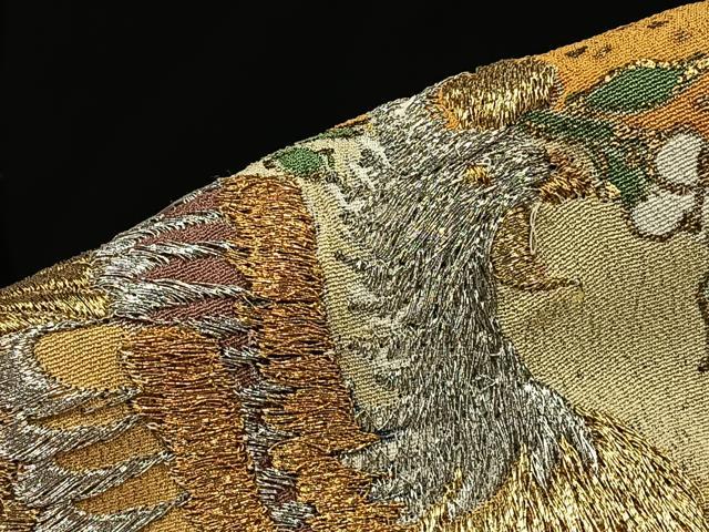 平和屋着物■豪華黒留袖　刺繍　正倉院花鳥文　金彩　金銀糸　正絹　逸品　AABB1942mf