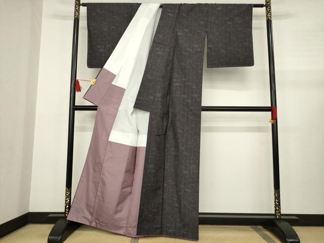 平和屋着物●本場大島紬 笹竹文 正絹 逸品 AABB1967ck