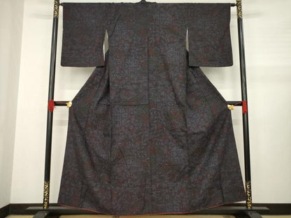 平和屋着物●本場結城紬 重要無形文化財 80亀甲 花車文 正絹 逸品 AABB1968ck