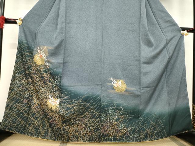 平和屋着物●訪問着　刺繍　雪輪重ね花文　暈し染め　金銀彩　正絹　逸品　AABB1985ck