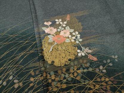 平和屋着物●訪問着　刺繍　雪輪重ね花文　暈し染め　金銀彩　正絹　逸品　AABB1985ck