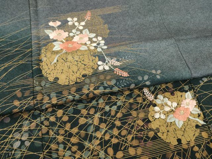 平和屋着物●訪問着　刺繍　雪輪重ね花文　暈し染め　金銀彩　正絹　逸品　AABB1985ck