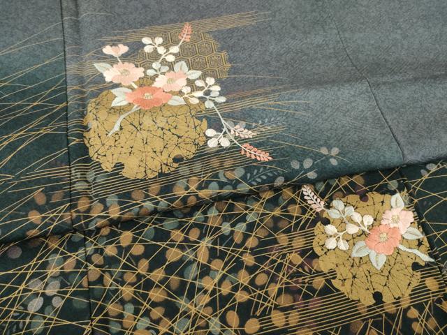 平和屋着物●訪問着　刺繍　雪輪重ね花文　暈し染め　金銀彩　正絹　逸品　AABB1985ck