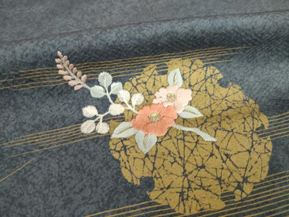 平和屋着物●訪問着　刺繍　雪輪重ね花文　暈し染め　金銀彩　正絹　逸品　AABB1985ck