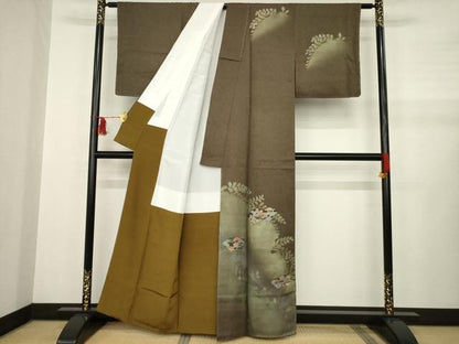 平和屋着物●訪問着 地紙吉祥花文 丹後ちりめん 反端付き 正絹 逸品 AABB1995ck