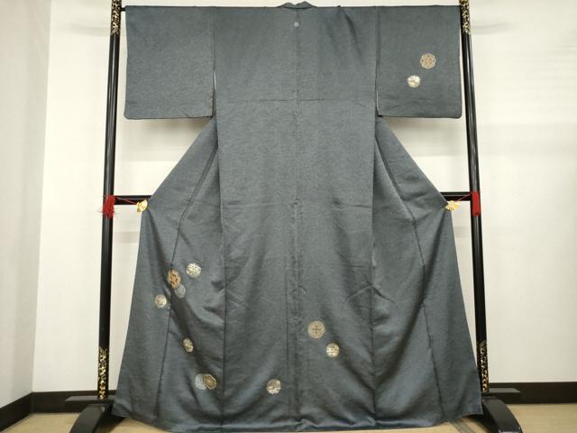 平和屋着物●訪問着　駒刺繍　花丸文　金銀彩　正絹　逸品　AABB1996ck