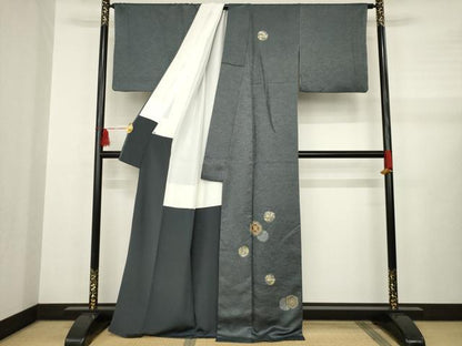 平和屋着物●訪問着　駒刺繍　花丸文　金銀彩　正絹　逸品　AABB1996ck