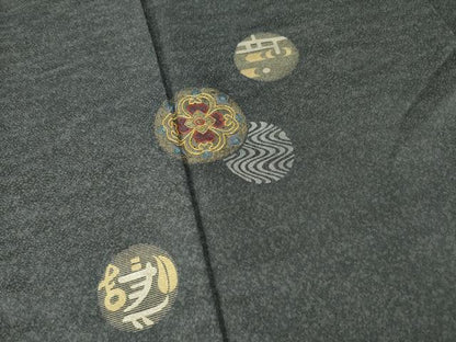 平和屋着物●訪問着　駒刺繍　花丸文　金銀彩　正絹　逸品　AABB1996ck