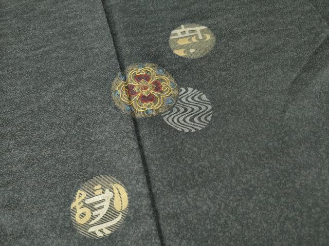 平和屋着物●訪問着　駒刺繍　花丸文　金銀彩　正絹　逸品　AABB1996ck