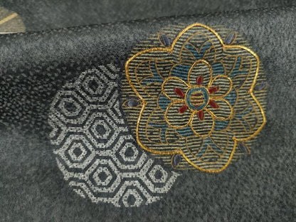 平和屋着物●訪問着　駒刺繍　花丸文　金銀彩　正絹　逸品　AABB1996ck