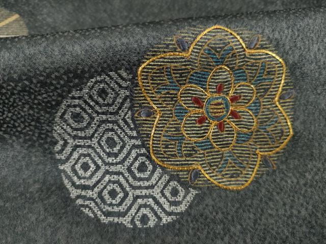 平和屋着物●訪問着　駒刺繍　花丸文　金銀彩　正絹　逸品　AABB1996ck