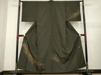 平和屋着物●訪問着　作家物　紬地　土筆　金彩　正絹　逸品　AABB2005ck