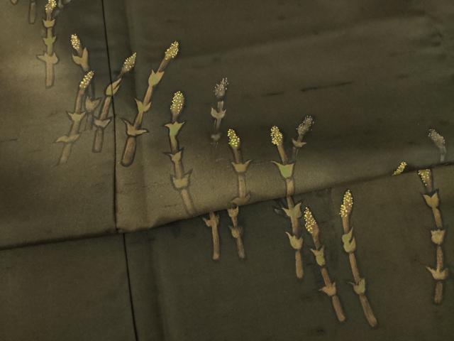平和屋着物●訪問着　作家物　紬地　土筆　金彩　正絹　逸品　AABB2005ck