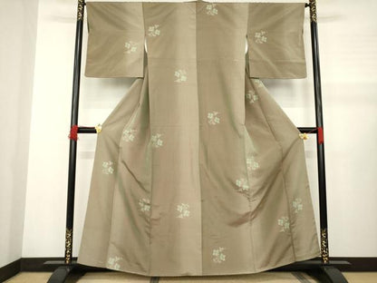 平和屋着物●上質な紬　花蝶文　正絹　逸品　AABB2011ck