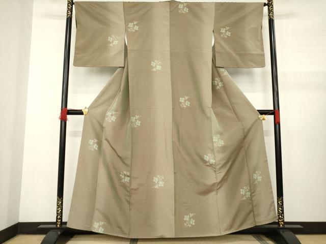 平和屋着物●上質な紬　花蝶文　正絹　逸品　AABB2011ck