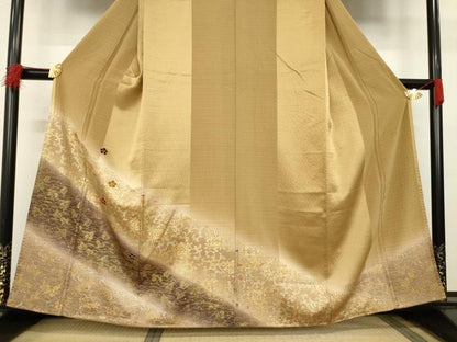 平和屋着物●訪問着　駒刺繍　花唐草文　金彩　正絹　逸品　AABB2013ck
