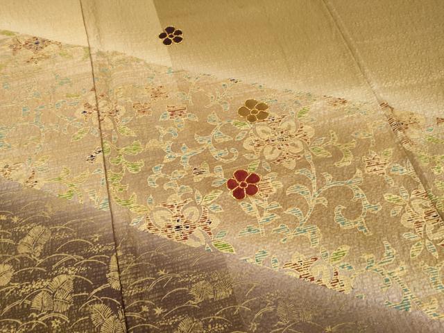 平和屋着物●訪問着　駒刺繍　花唐草文　金彩　正絹　逸品　AABB2013ck