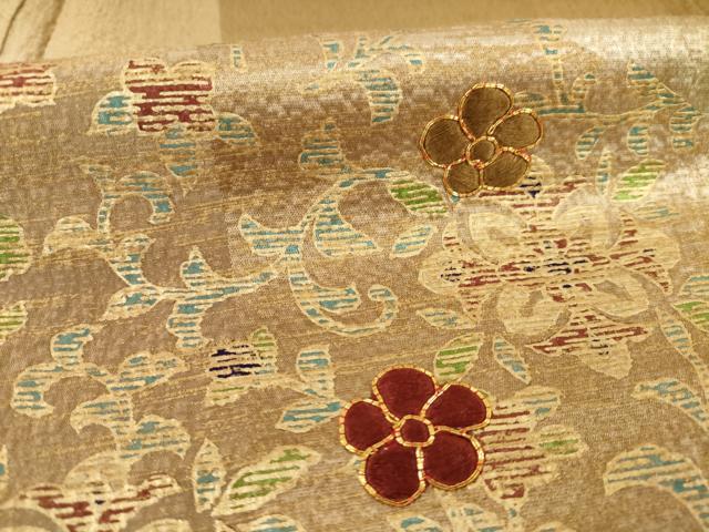 平和屋着物●訪問着　駒刺繍　花唐草文　金彩　正絹　逸品　AABB2013ck
