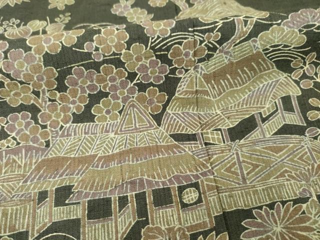 平和屋着物●二代目 川村久太郎 訪問着 紬地 風景文 正絹 逸品 AABB2015ck