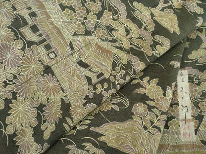 平和屋着物●二代目 川村久太郎 訪問着 紬地 風景文 正絹 逸品 AABB2015ck