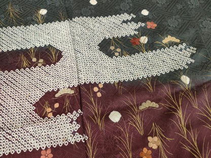 平和屋着物●訪問着　絞り　刺繍　エ霞花文　金彩　正絹　逸品　AABB2026ck