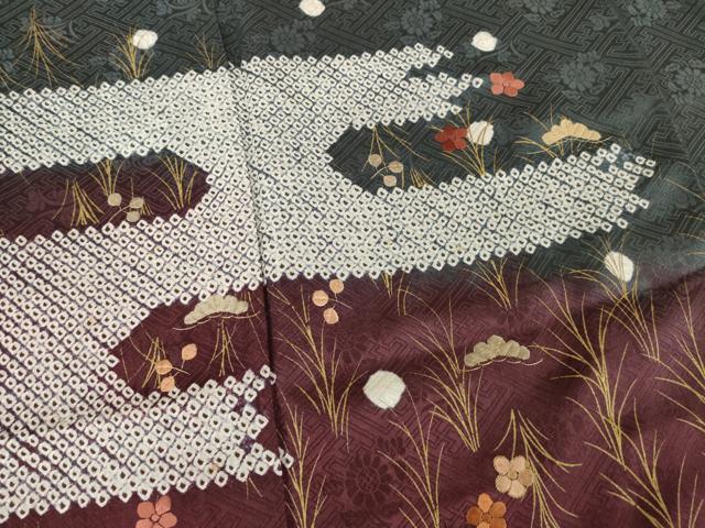 平和屋着物●訪問着　絞り　刺繍　エ霞花文　金彩　正絹　逸品　AABB2026ck
