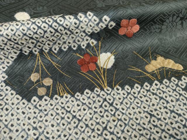 平和屋着物●訪問着　絞り　刺繍　エ霞花文　金彩　正絹　逸品　AABB2026ck