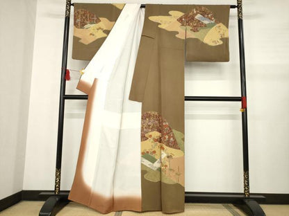 平和屋着物●訪問着 道長花文 金彩 正絹 逸品 AABB2027ck