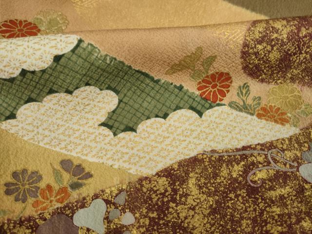 平和屋着物●訪問着 道長花文 金彩 正絹 逸品 AABB2027ck