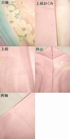 平和屋着物●パリコレクション　ファッションモデル・デザイナー　山口小夜子　訪問着　舞花文　暈し染め　銀彩　正絹　逸品　AABB2036ck