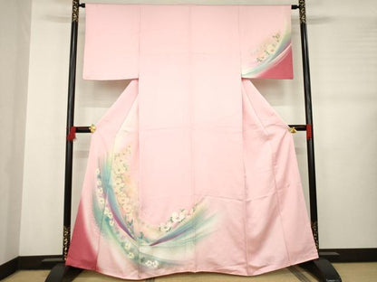 平和屋着物●パリコレクション　ファッションモデル・デザイナー　山口小夜子　訪問着　舞花文　暈し染め　銀彩　正絹　逸品　AABB2036ck