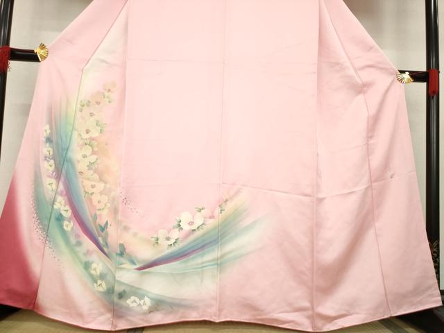 平和屋着物●パリコレクション　ファッションモデル・デザイナー　山口小夜子　訪問着　舞花文　暈し染め　銀彩　正絹　逸品　AABB2036ck