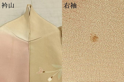 平和屋着物▽訪問着 単衣 枝花文 暈し染め 正絹 逸品 AABB2041fy