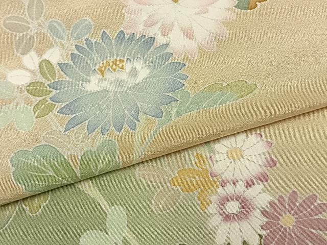 平和屋着物▽訪問着 単衣 枝花文 暈し染め 正絹 逸品 AABB2041fy